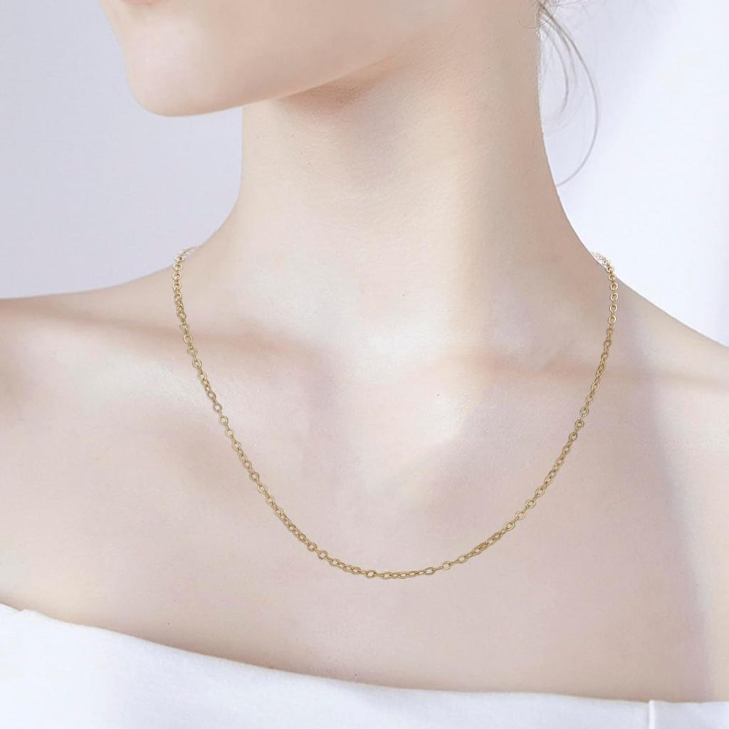 16.4 Feet Necklace Chains for Jewelry Making, Gold Plated Solid Brass Bulk for DIY Necklace Pendant Extender Link Supplies