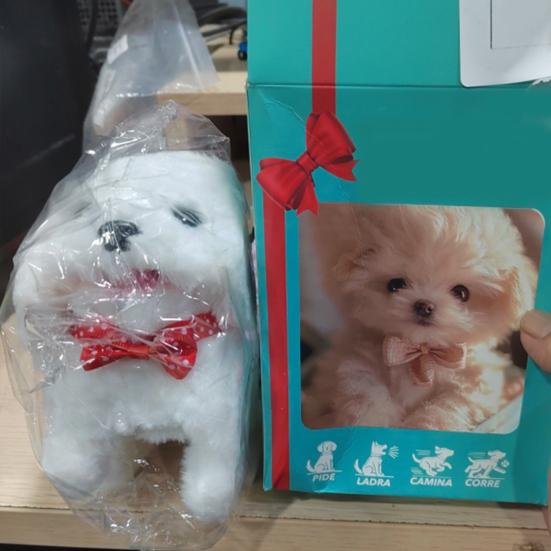 Câine robot electric pentru animale de companie, realist, pufos, cățeluș, robot interactiv, jucărie, câine de mers, lătrător, dând din coadă ca un câine real, cadou pentru copii și adulți