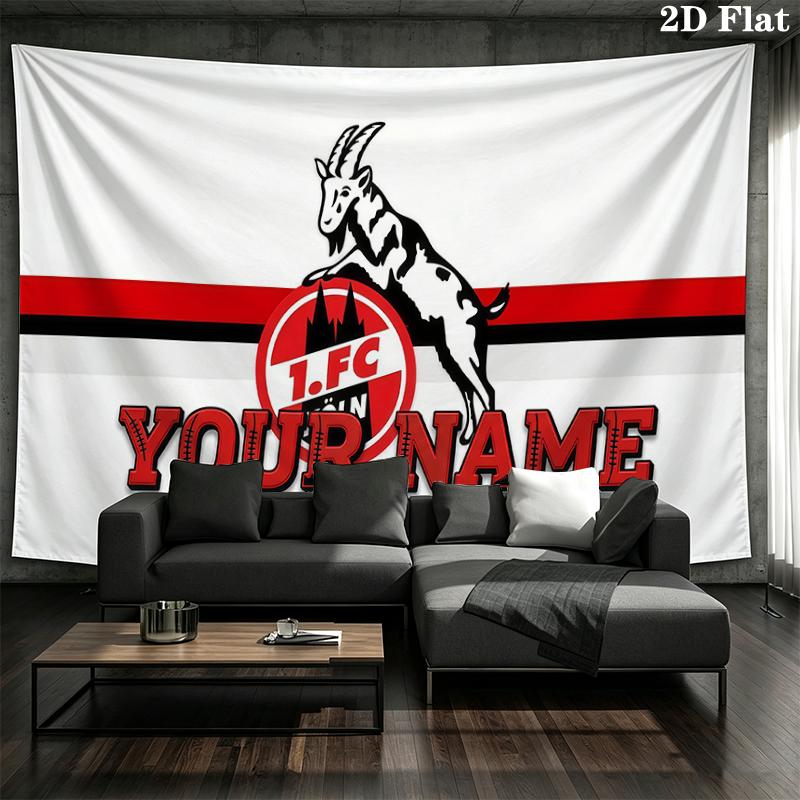 Custom Name,1. FC Köln Wall tapestry, aesthetic printed fabric blanket, suitable for bedroom, living room, and home decor.