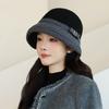 In The Elderly Autumn and Winter Bucket Hat Female British Style Top Hat Warm Woolen Bucket Hat Fashion Basin Hat