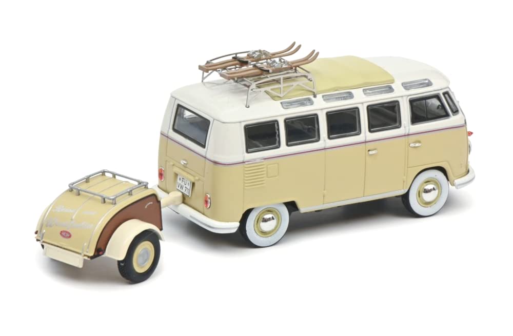 Shuko Volkswagen T1 Samba with Trailer Wintersport 1/43