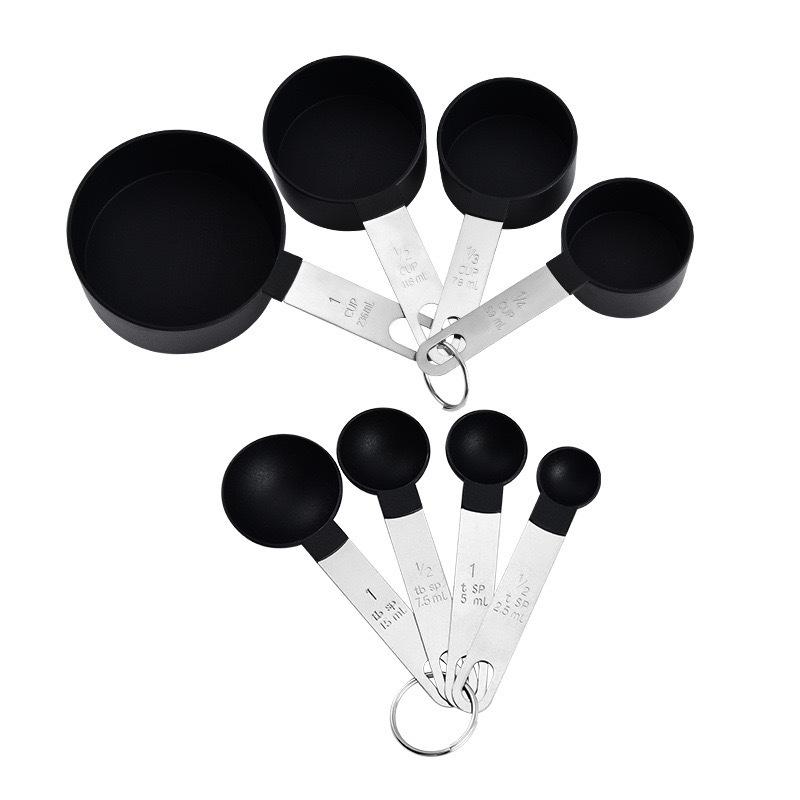 8-Piece Stainless Steel and Plastic Measuring Cups and Spoons Set with Scale for Baking