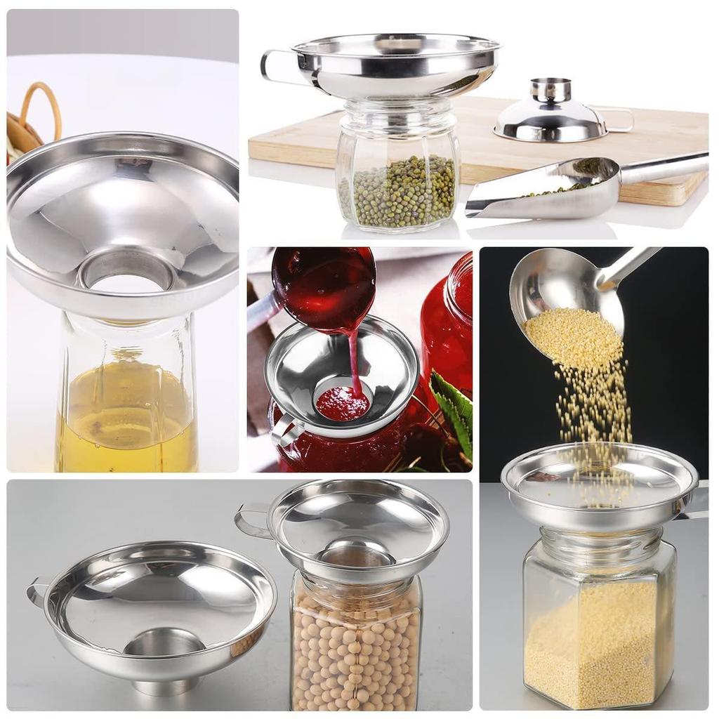 Food-Grade Stainless Steel Wide Mouth Kitchen Funnel for Oil, Pulp, Sauce, and Salad Filling