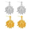 Exaggerated Titanium Steel Sunflower Earrings for Women - Retro High-End Studs