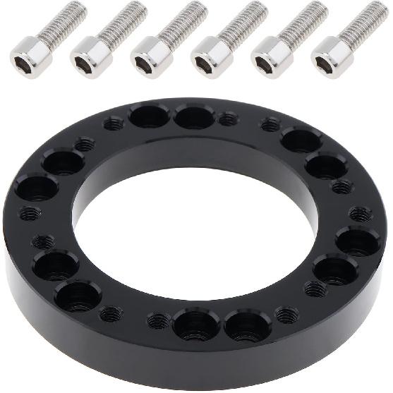 0.5" Steering Wheel Hub Adapter Conversion Spacer, Black Aluminium Alloy 12mm Steering Wheel Hub PCD Adapter Spacer for Momo for Nardi for OMP for