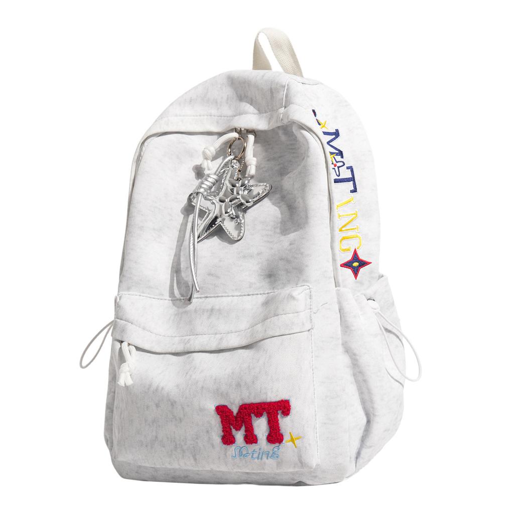 Schoolbag School Bag Junior High School Student College Student High School Student Backpack Simple Versatile Large Capacity Campus Letter Embroidered