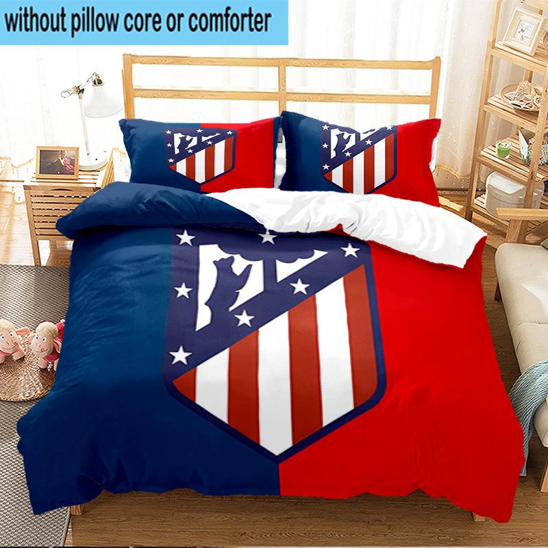 3PCS Atletico Madrid Crest Bedding Set For Bedroom, Dormitory,Including 1pc Duvet Cover And 2pcs Pillowcases Large size Fan gift