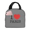 I Love Paris Text Print Insulated Lunch Bag The Nightmare Before Christmas Portable Thermal Cooler Lunch Box Container Tote Bags