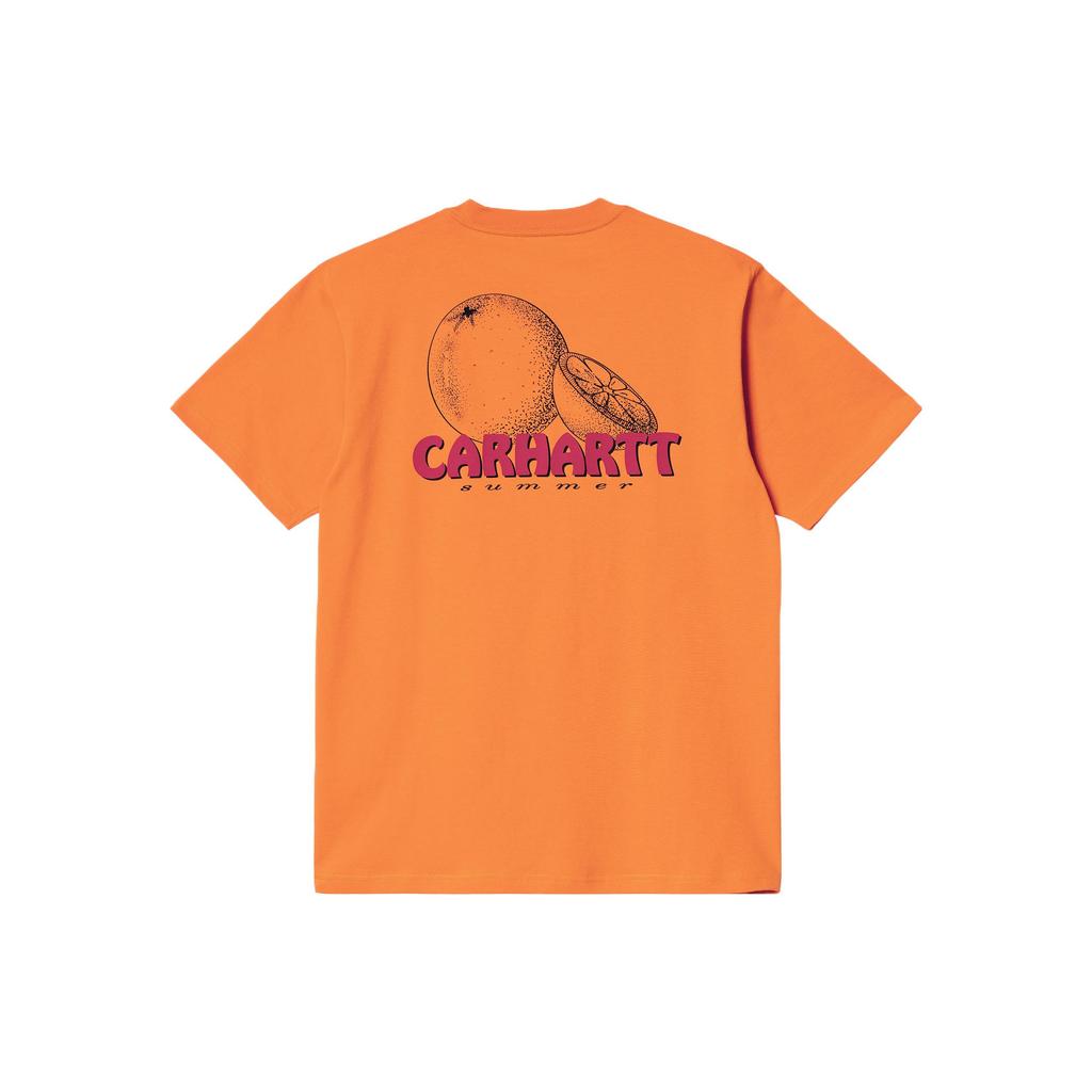 Carhartt WIP Solid Orange Letter Print Crew Neck Short Sleeve T-Shirt Men tops I030184-0AN-XX