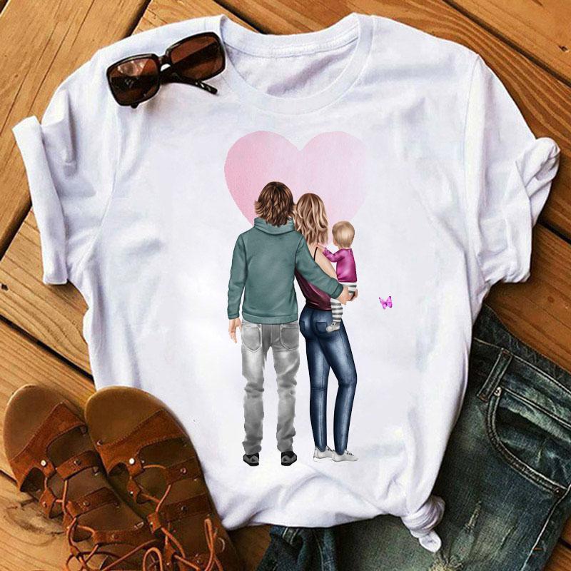 T-Shirts Women Family Mother Mom Dad Printing T-Shirt Casual 90S Fashion Trend Clothes Graphic Tshirt Tops Lady Female Cute Tees