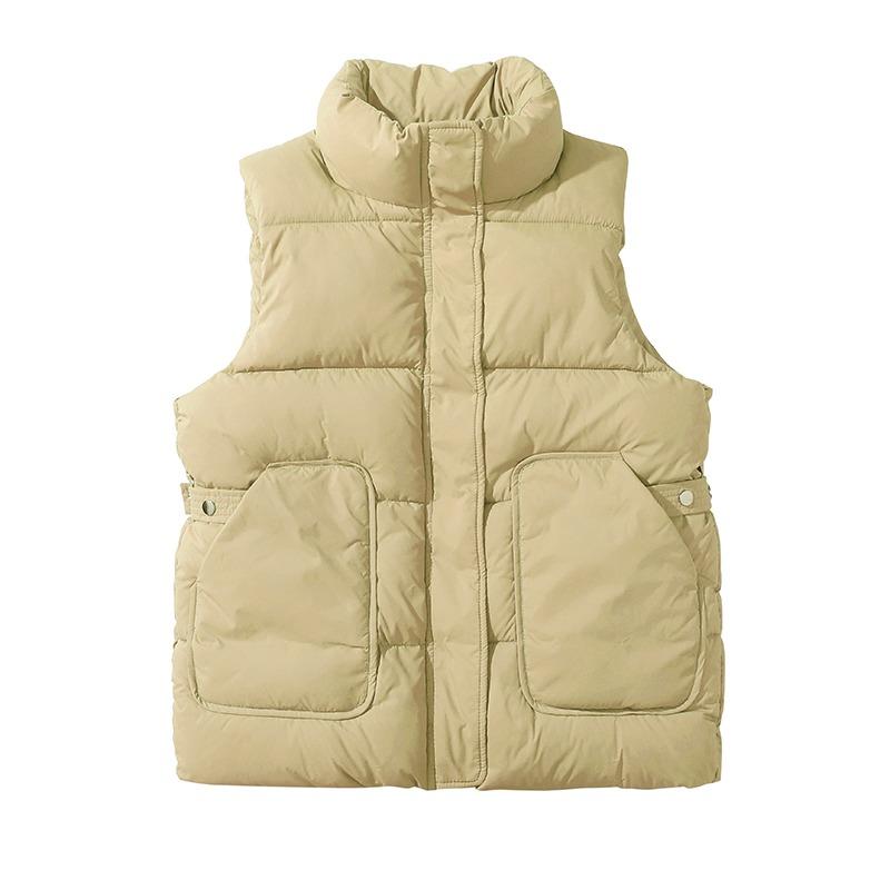 Down Cotton Vest for Women To Look Slim and Stylish New Fashion Autumn and Winter Stand Up Collar, Clip Waist, Versatile Sleeveless Camisole