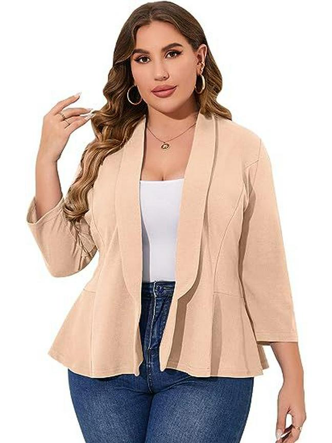 2024 Lightweight Plus Size Women's Ruffle Blazer – Comfortable and Stylish Casual Wear
