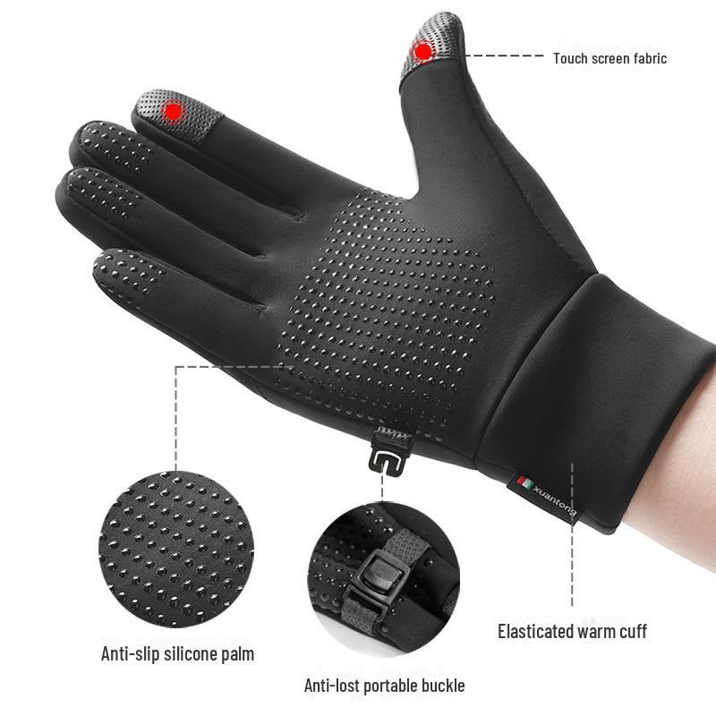 Unisex Waterproof Winter Cycling Gloves - Windproof, Velvet-Lined, Non-Slip, Touchscreen Compatible for Riding, Driving, and Sports.