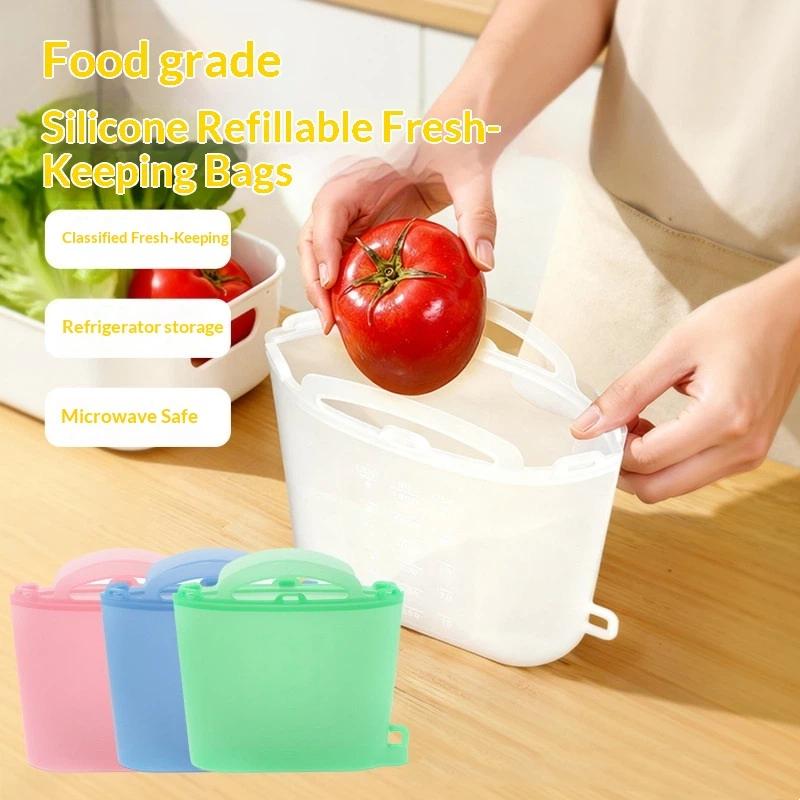 Saco Congelador 1000 1200 1500Ml Auto Selante À Prova de Vazamento Reutilizável Saco para Conservar Fresco Para Piquenique Refrigeração de Alimentos