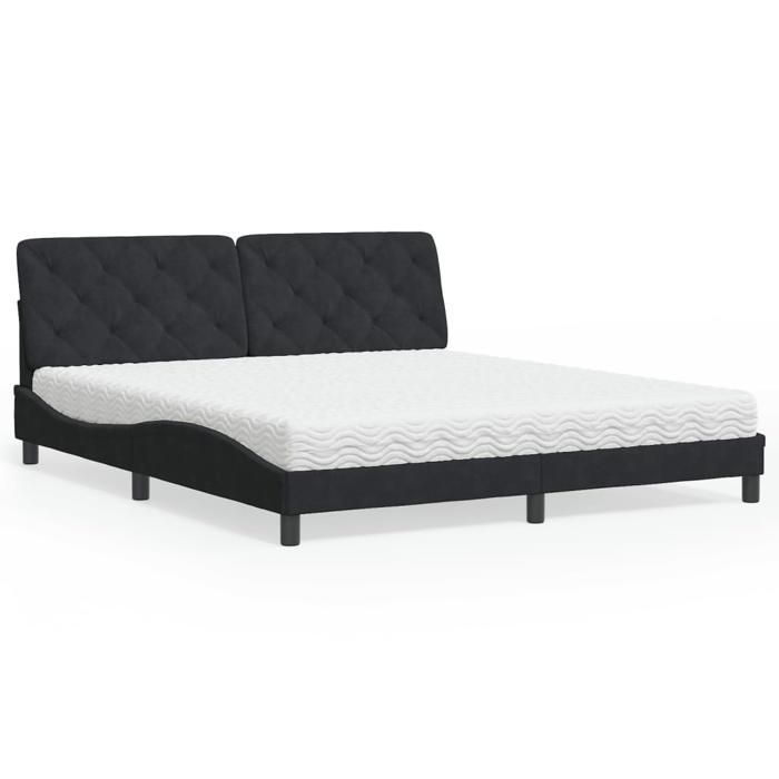 VidaXL Lit avec Matelas, Lit Rembourré avec Coussin de Tête de Lit, Lit Double, Lit Adulte de Chambre à Coucher Intérieur, 3208672