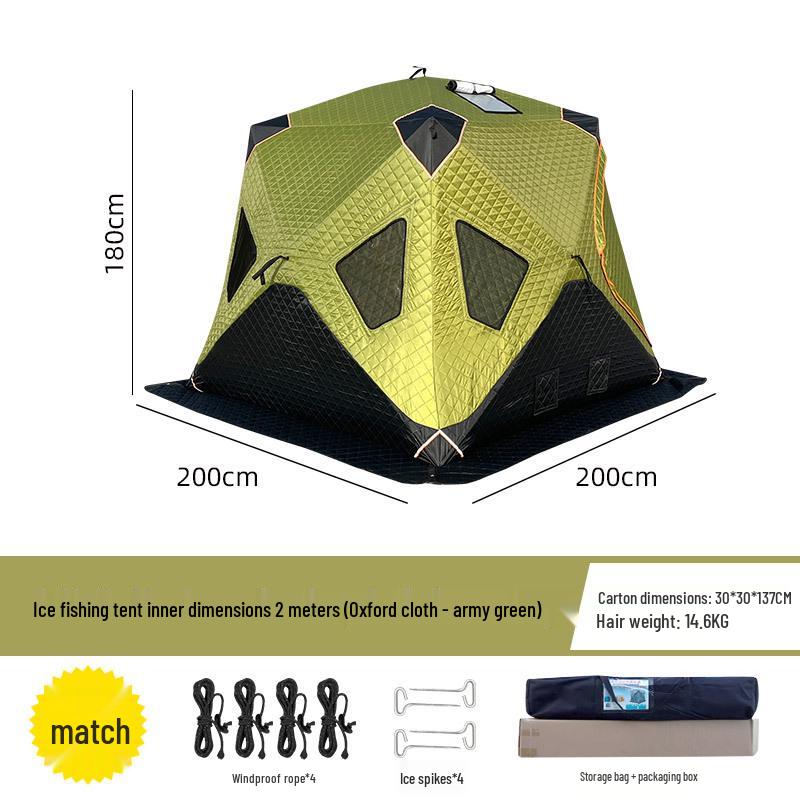 Instant Setup Multi-Person Winter Fishing Tent - Warm, Cold-Proof, Thickened with Four Corner Design