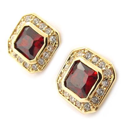 [K6657] - Garnet 'Sissi' Gold Plated Earrings
