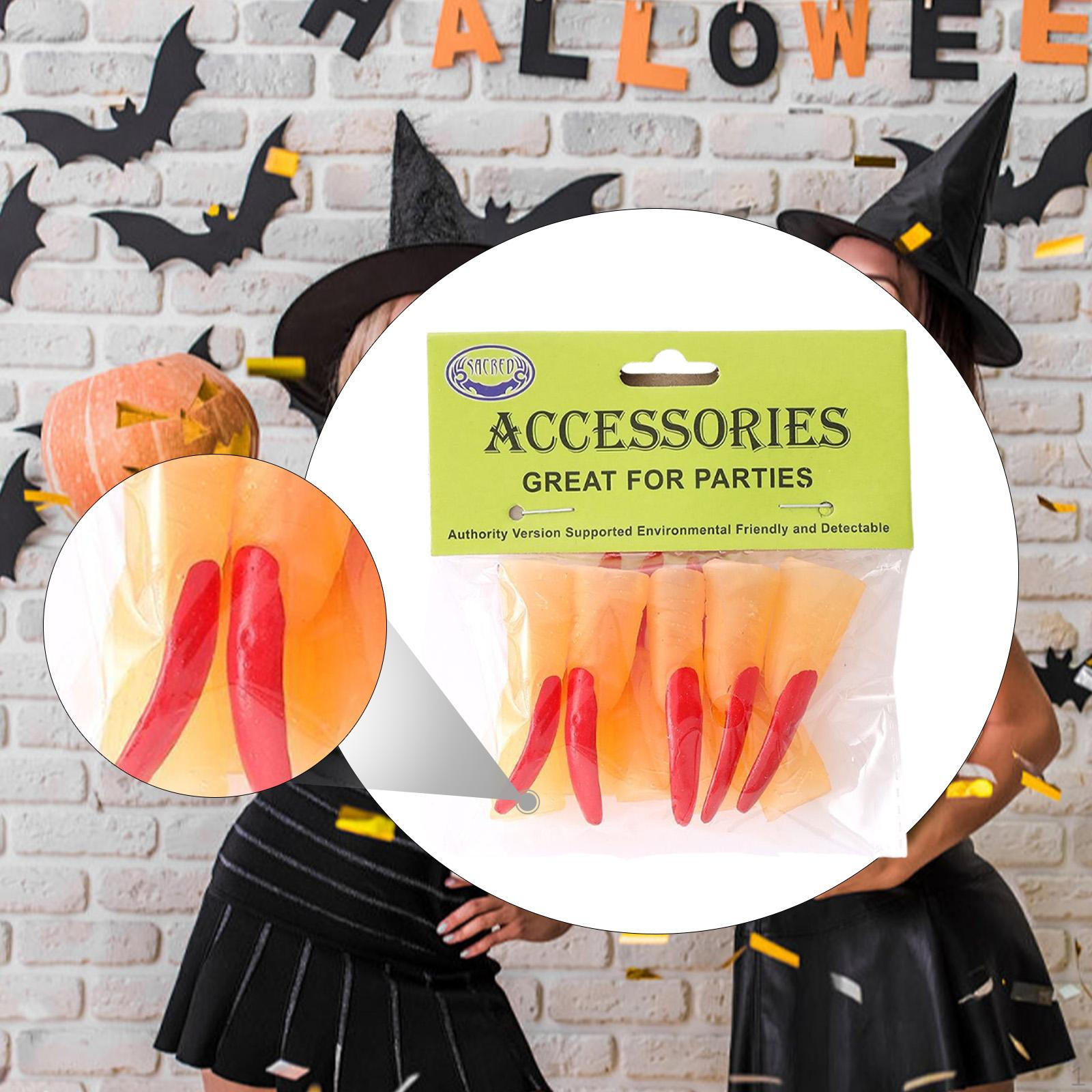 

10 штук Накладные ногти «Пальцы ведьмы», Длинные страшные когти, Накладки для ногтей для макияжа, нарядного костюма, бара 1.5cmx6cm