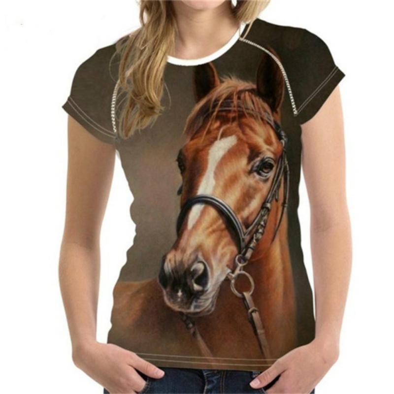 Handsome Horse T-Shirt Men's Women's Animal 3D Printing Harajuku Casual Tops O Neck Short Sleeves Comfortable Oversized Clothing