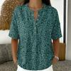 Women Fashion Floral Print V Neck Blouse Short Sleeve Pullover Top Lightweight Casual Shirt