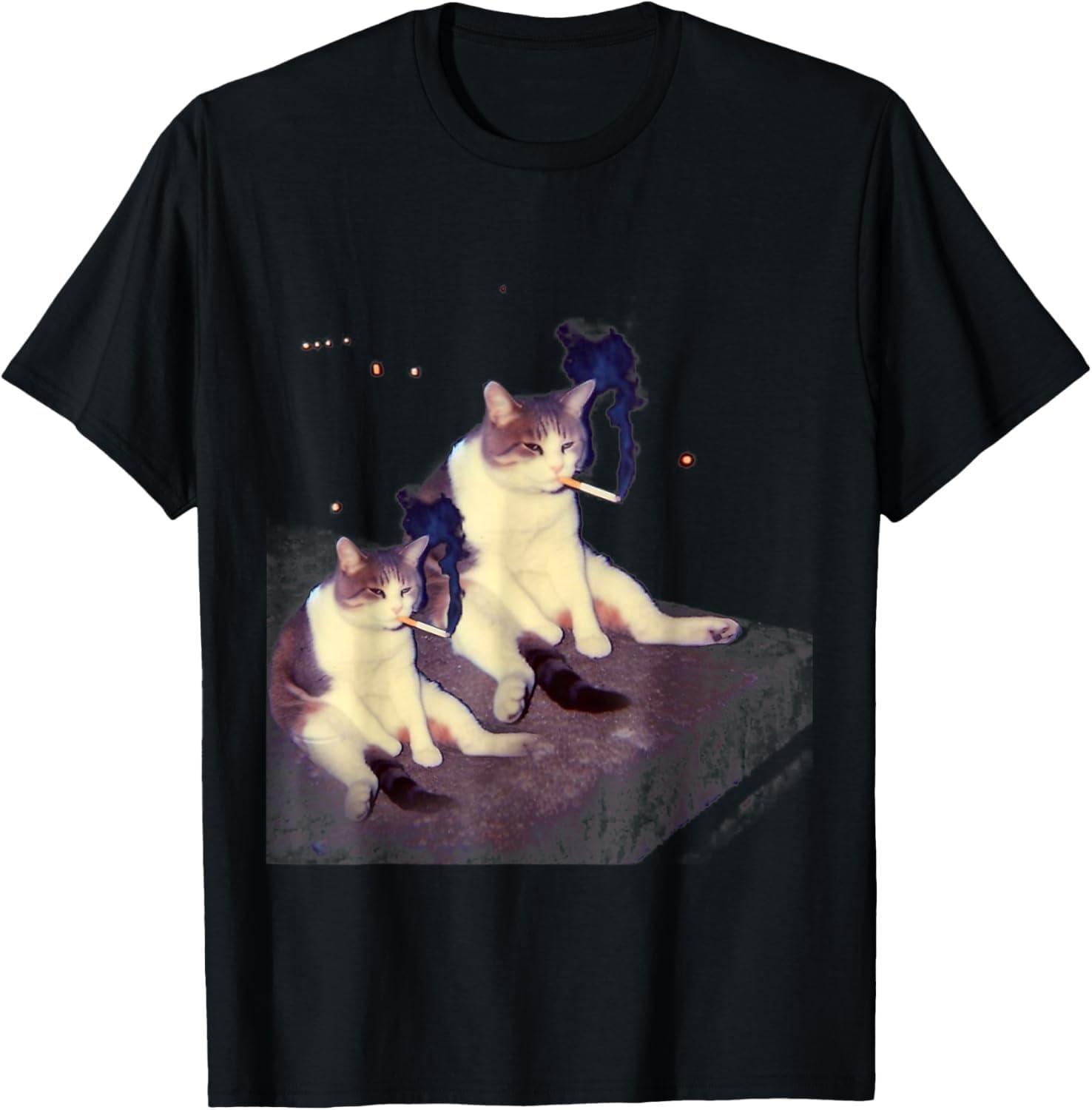 WESFY Смешная Кошка Курит Сигарету Юмор Сарказм Мем Кошка Футболка S