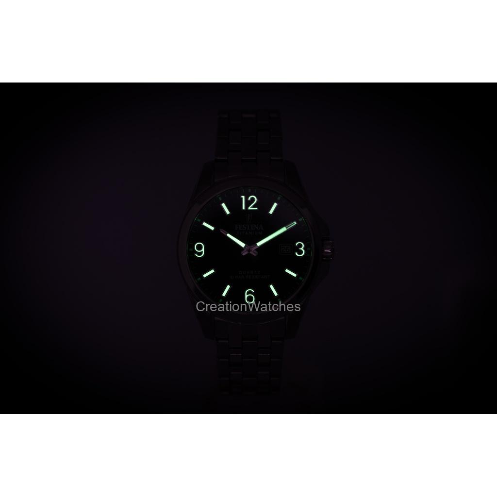 Festina Titanium Black Dial Quartz F20696-3 100M Men's Watch