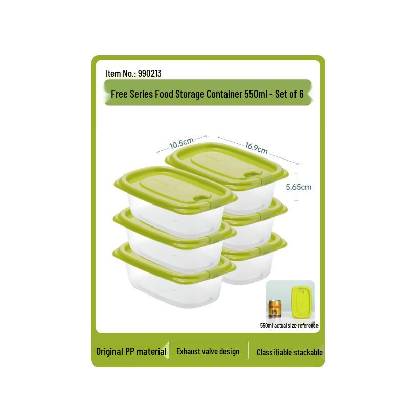 CHAHUA 550ml Plastic Food Storage Containers (6-Pack)