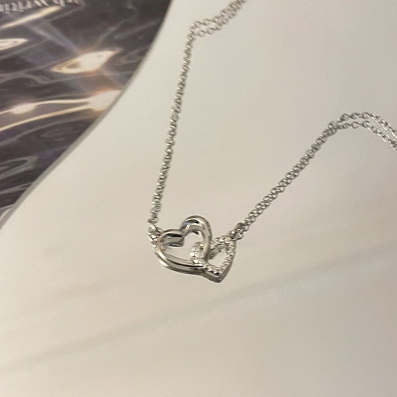 Female Summer Niche Double Ring Love Necklace
