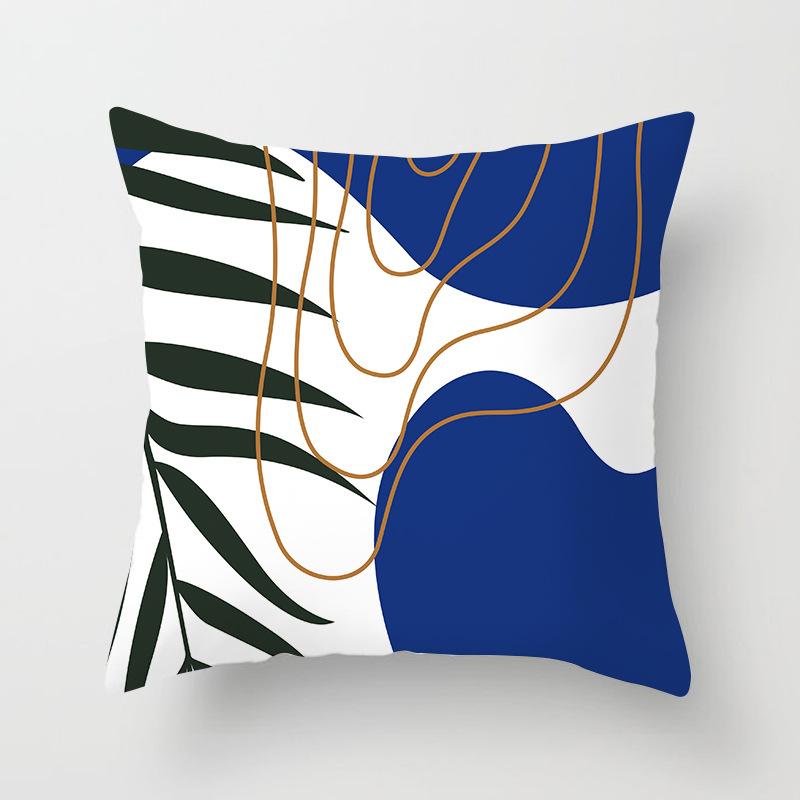 New Ins Nordic-style Pillowcase Geometric Abstract Art Figure Blue Pillow Cushion Cover