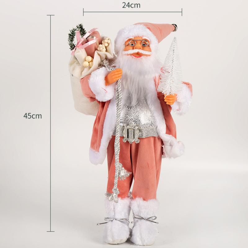 Christmas Decorations pink Santa Claus Dolls Standing Christmas Figurine Holiday Decoration Ornaments Layout Window Decoration