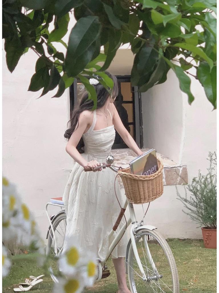 2024 Summer Elegant Halterneck Embroidered Dress for Women - Slimming, Stylish, Long Minority Design