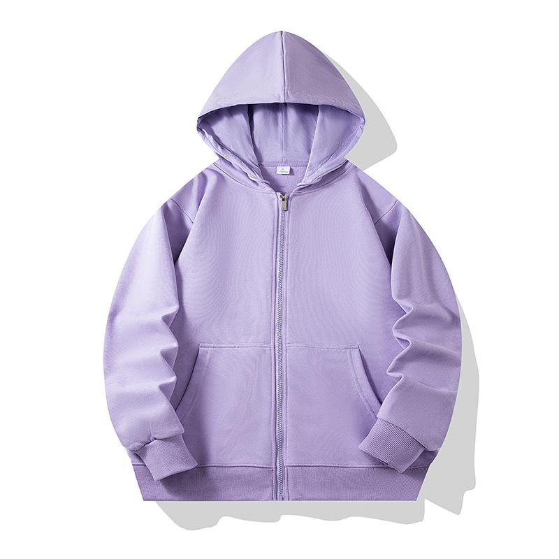 Unisexový kardigan s kapucí a dlouhým rukávem na zip s potiskem loga - Jednobarevný pracovní styl na jaro a podzim