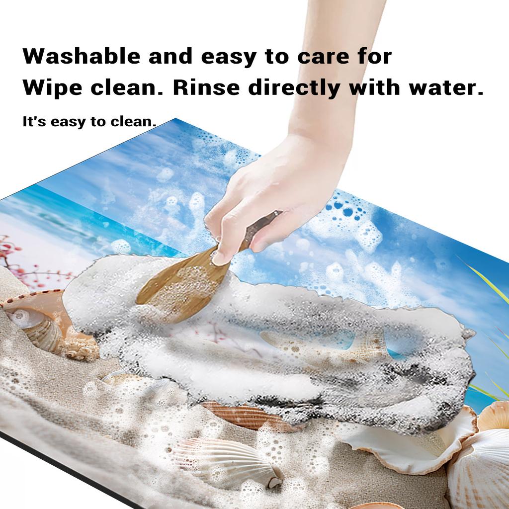 Ocean Bathroom Bath Mat Absorbent Foot Mats Non-slip Quick Dry Bathroom Carpet Shower Rugs Toilet Pad Doormat Washable