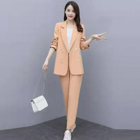 Plus Size Women's 2026 Korean Style Spring/Autumn Casual Suit Set: Fashionable, Professional, Loose Fit