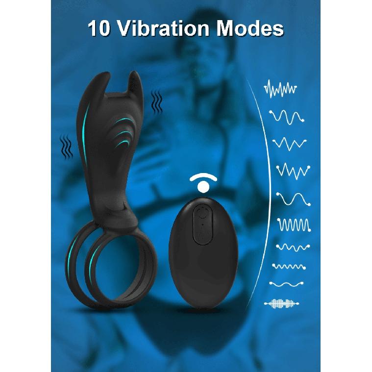 Vibrating Penis Ring with Remote Control for Men Couples Dual Cock Ring Delay Ejaculation Cockring Clit Stimulator Sex