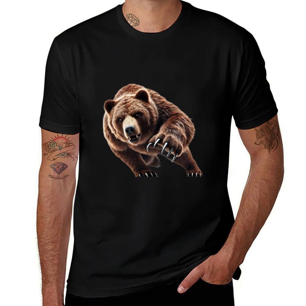 Wild Grizzly Bear Artwork Tshirt Clothing Unisex Clothes Plus Size Clothes Cotton Unisex Tshirts Unisexs Graphic Tshirts Anime