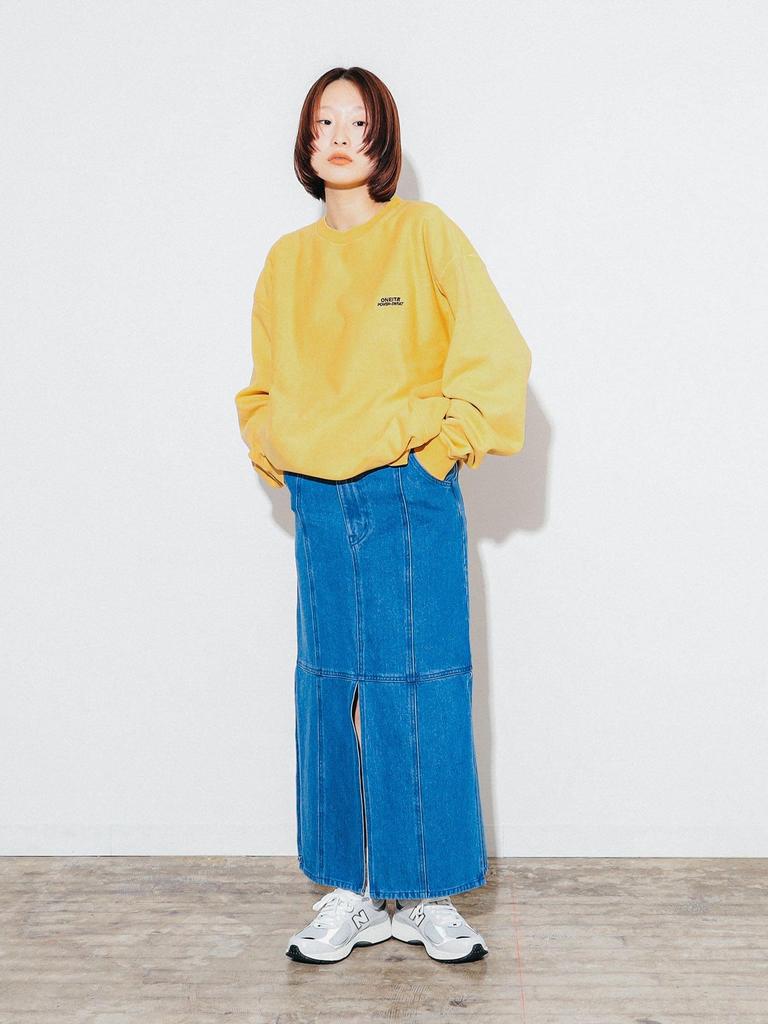 Beamsty ONEITA Pigment Dye Crewneck Sweat, Men's Mustard, Size L, 24AW, 75130692146