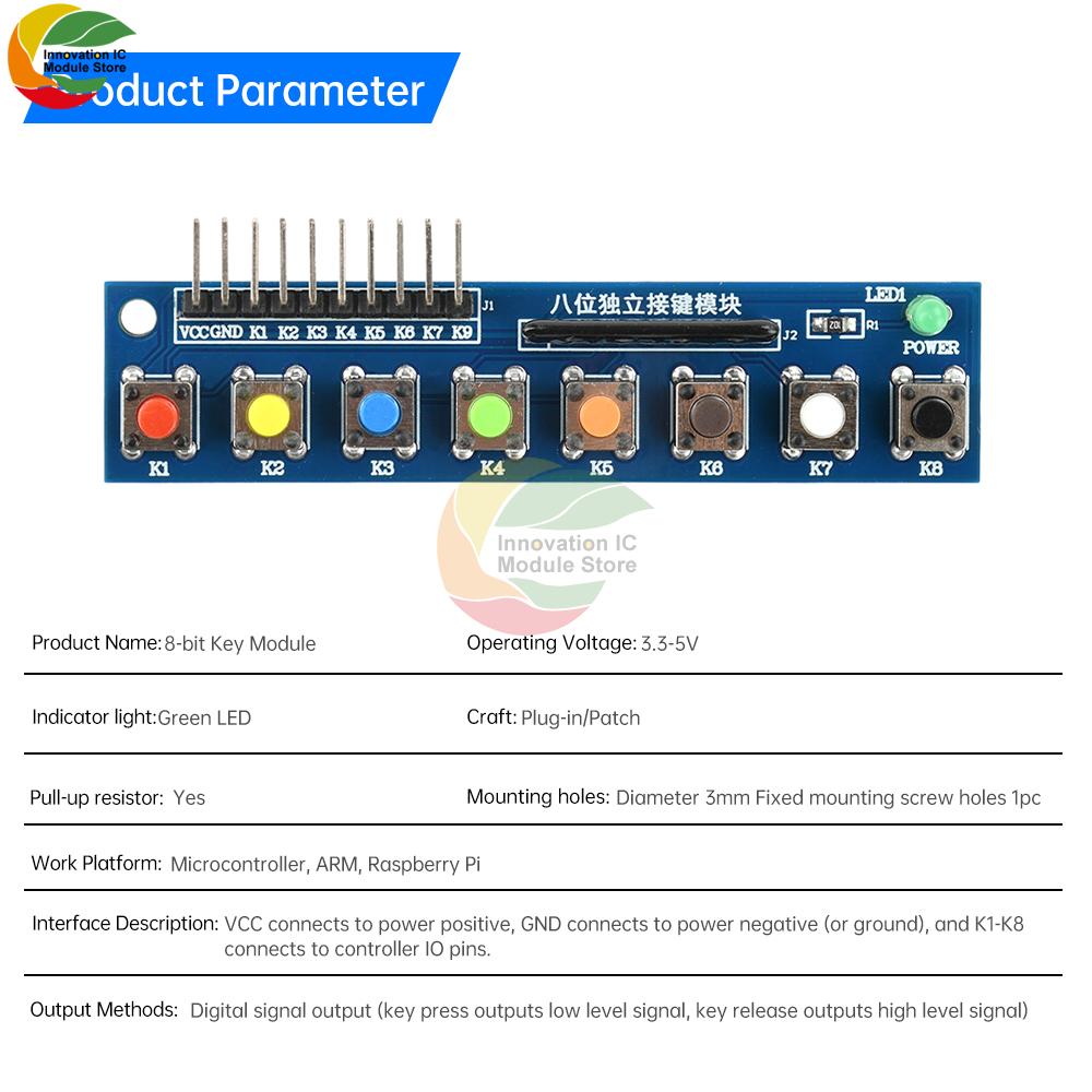 LED Indicator Keyboard Module Keypad Module ependent Key Button Touch Button Module with for Arduino/ARM for Raspberry Pi