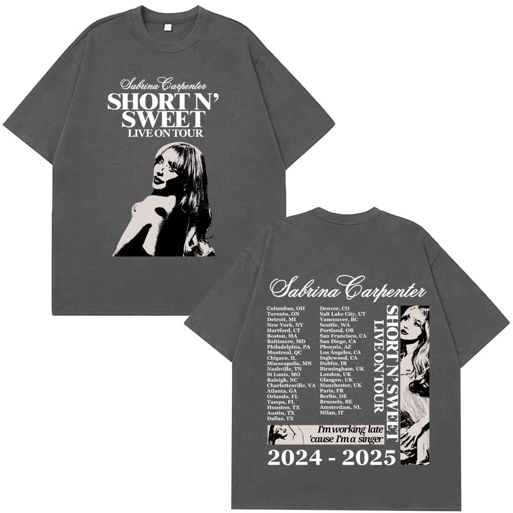 Sabrina Carpenter Short N Sweet Tour 2025 T Shirt Men Women Loose Casual Fashion Cotton Tees Oversized Harajuku Street Tshirt