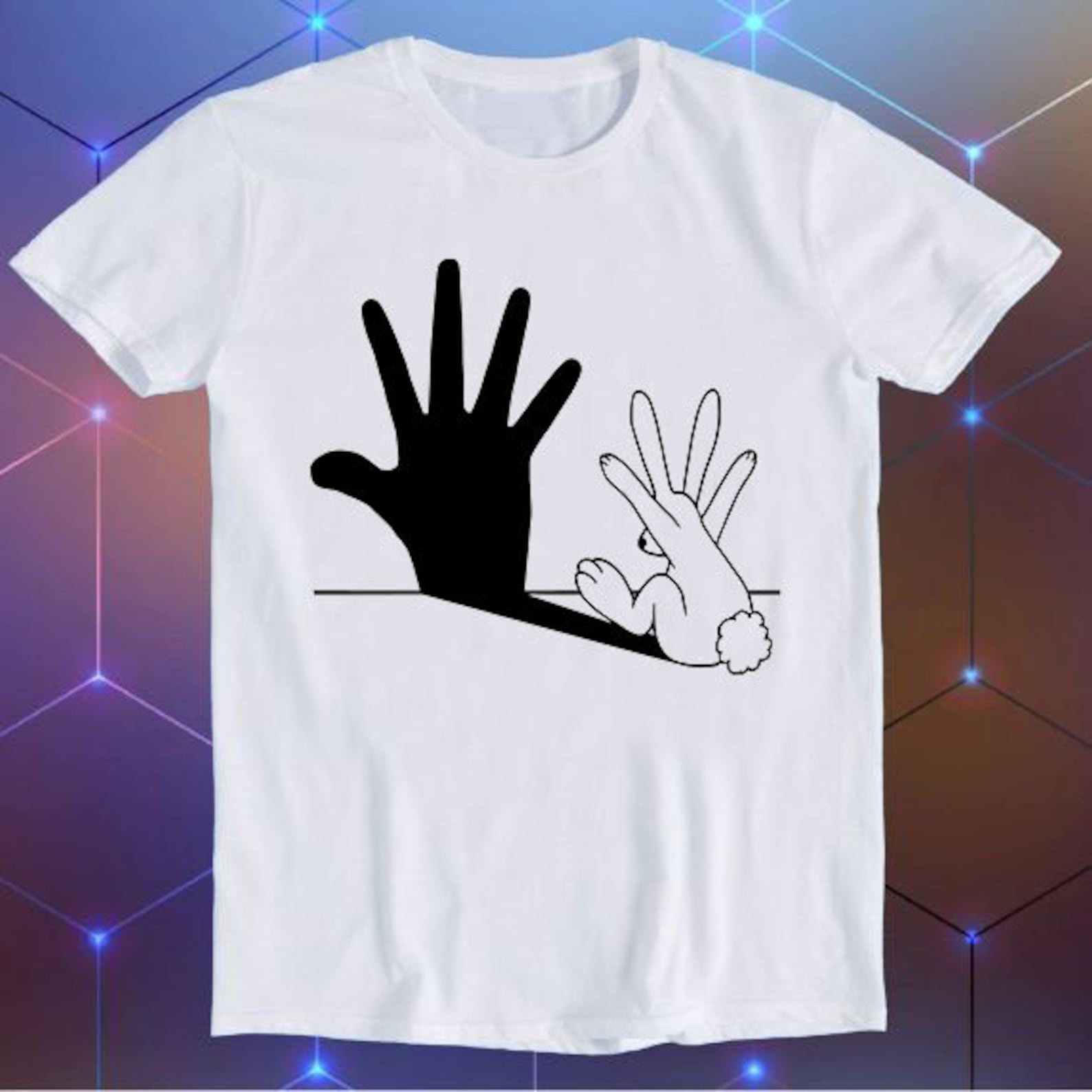 Rabbit Hand Shadow Art Cool Funny Gift T-Shirt E530 4XL