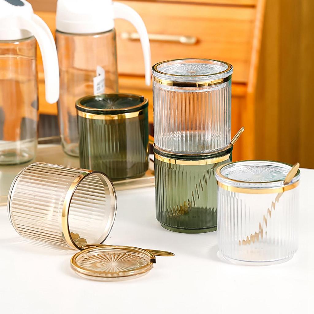 4 Bottle with Lids Save Space Easy To Clean Seasoning Set Salt Organizer