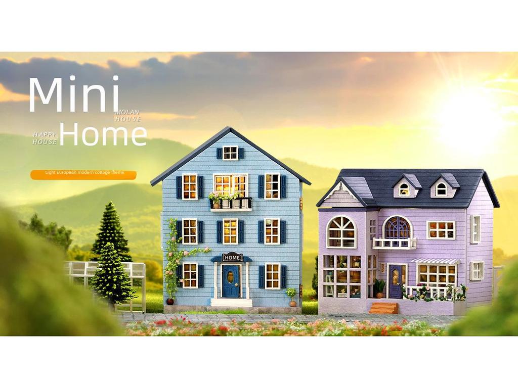 Happy Manor Wooden DIY Multi-Level Hut - Molan Manor Handmade Gift for Women