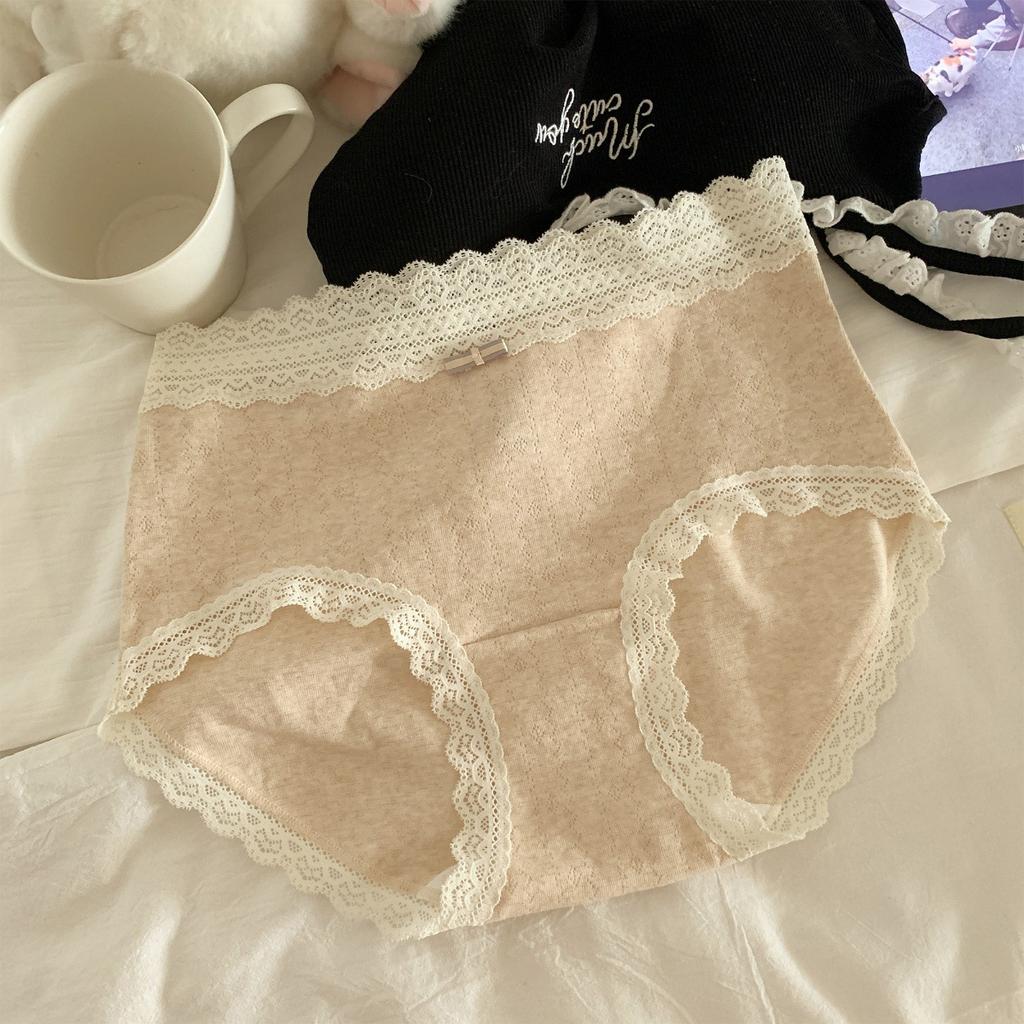 Women's Spring and Autumn Cotton Jacquard 10A Anti Bacterial Mid Waist Briefs