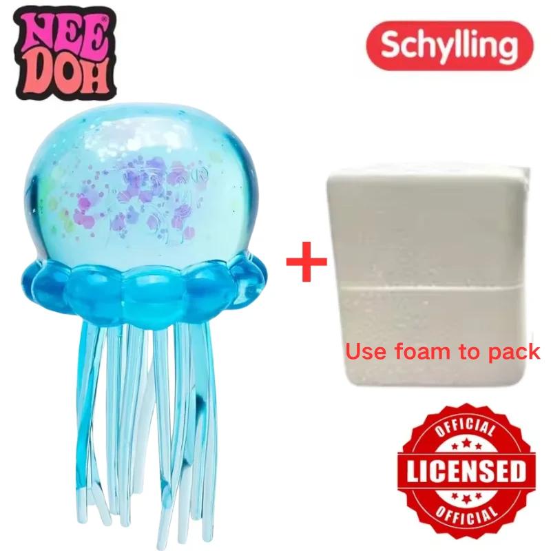 Schylling NeeDoh Trending Jellyfish & Cube Squish Toy,Fidget Sensory Toy, Suitable all ages to improve focus and relieve stress