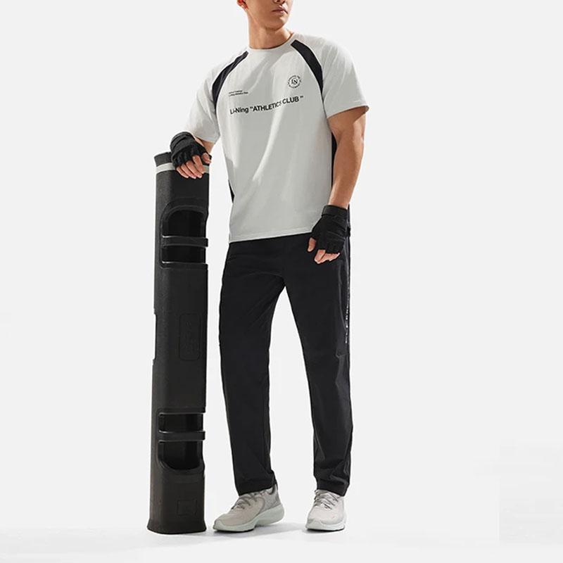 Li-Ning Fitness Series Letter Print Straight Leg Water Resistant Sports Pants Men Bottoms Black AYKU381-1