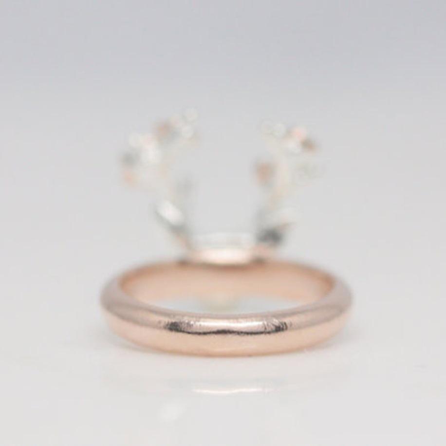 Sika Deer Ring: European & American Christmas Two-Tone Rose Gold-Plated Copper Hand Accessory