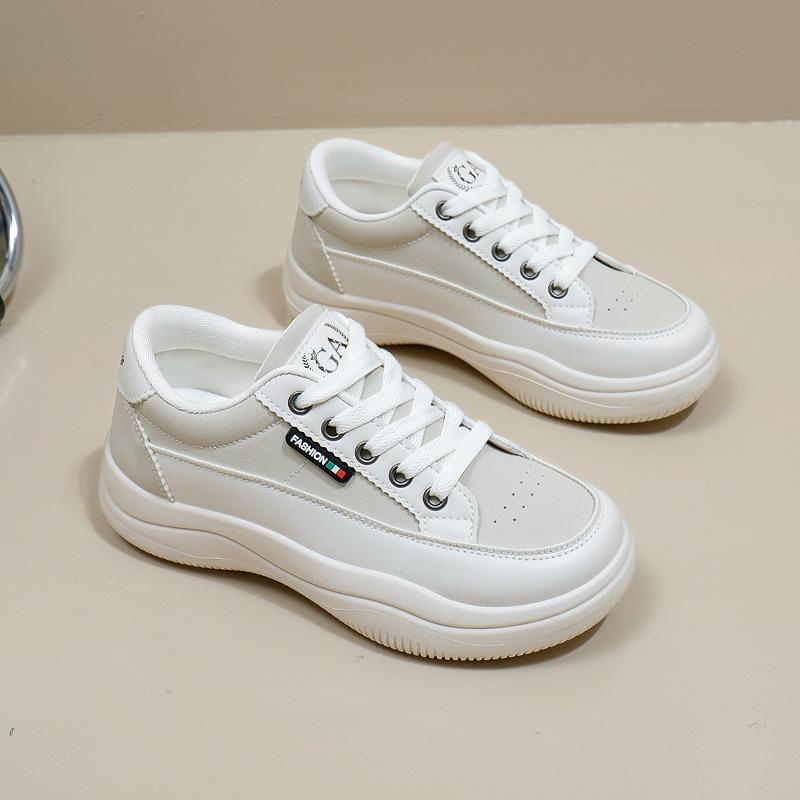 

Весенние белые туфли Новые женские студенческие туфли для увеличения роста Спортивные туфли для досок Модная повседневная обувь 40 бежевый