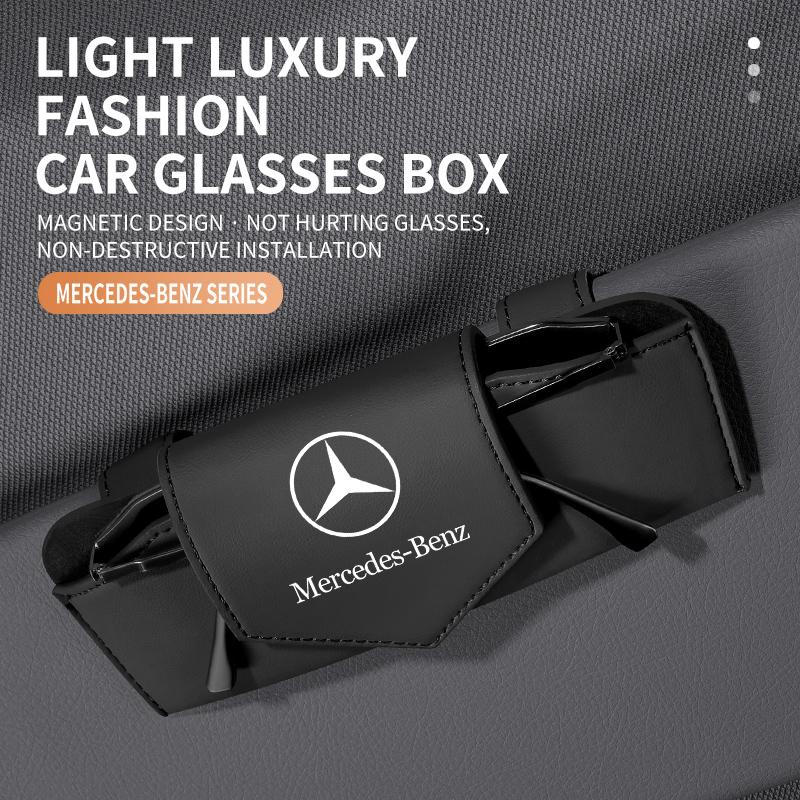 

GLC GLB For Mercedes-Benz Car Sun Shield Leather Glasses Storage Box For Mercedes Benz A C E S G Class GLC CLE CLA GLB GLS AMG чёрный