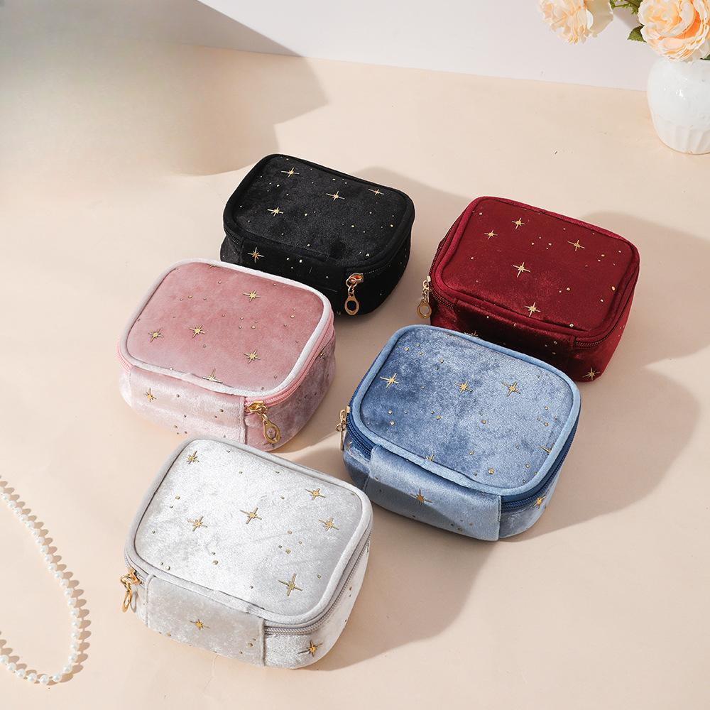 Mini Cute Square Cosmetic Bag Women Portable Earphones Lipstick Sanitary Napkins Storage Pouch Small Makeup Zipper Bags