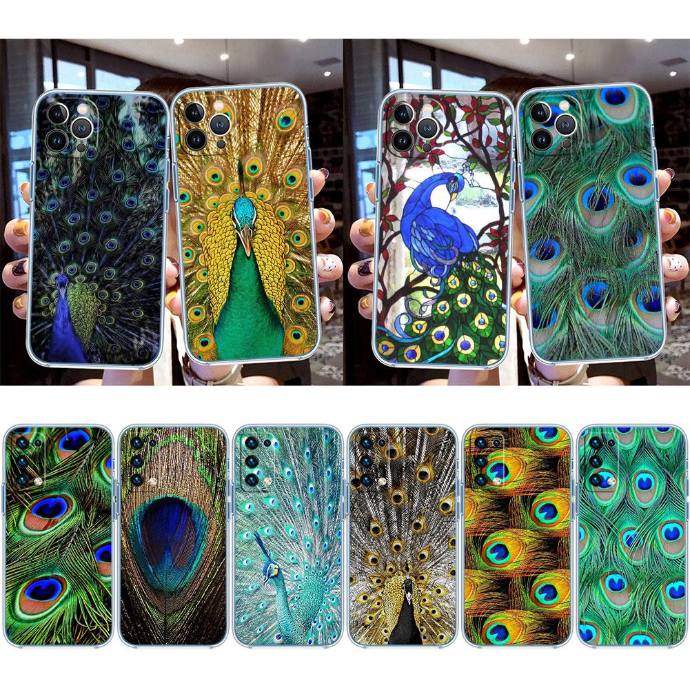 IK53 Peacock feather Transparent Phone Case for Samsung Galaxy A04 A04S A14 A23 A34 A54 M23 M33 M52 M53